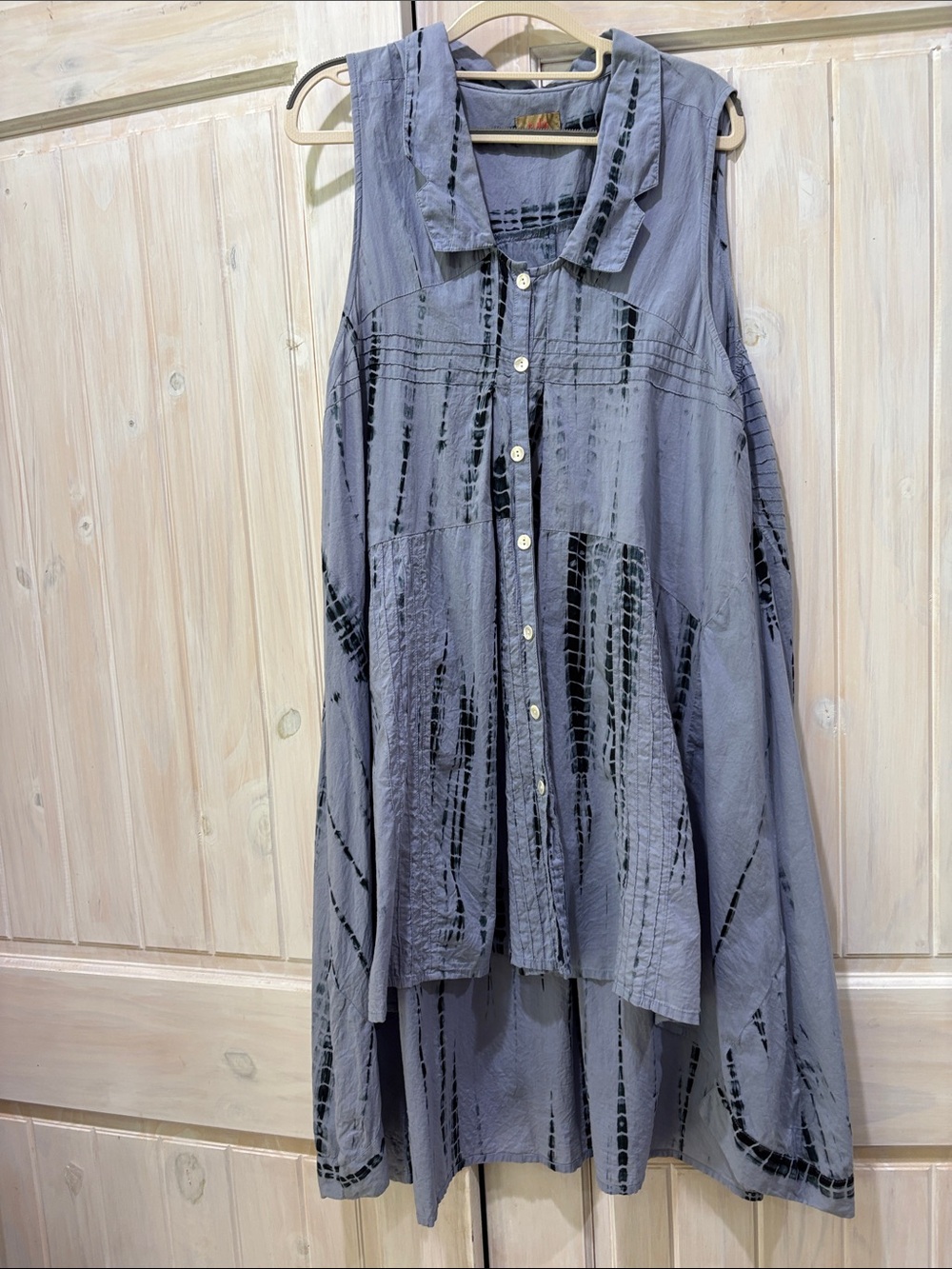 Tulip Sleeveless High-Low Button Front Blue Dress